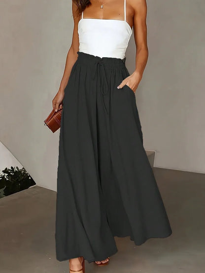 Plus Size Loose Lightweight Wide Leg Culotte Pants, Spring/Summer Casual