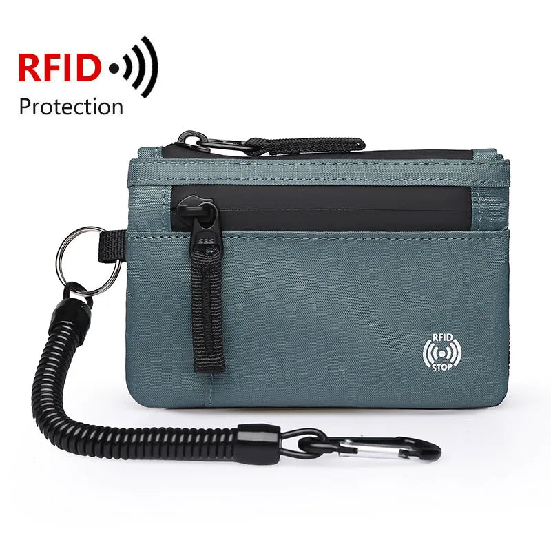 Zipper Rfid Wallet Mini Coin Purse Women Men's Nylon Short Wallet Retro Key Card Holder Small Money Bag Trend Youth Mini Handbag