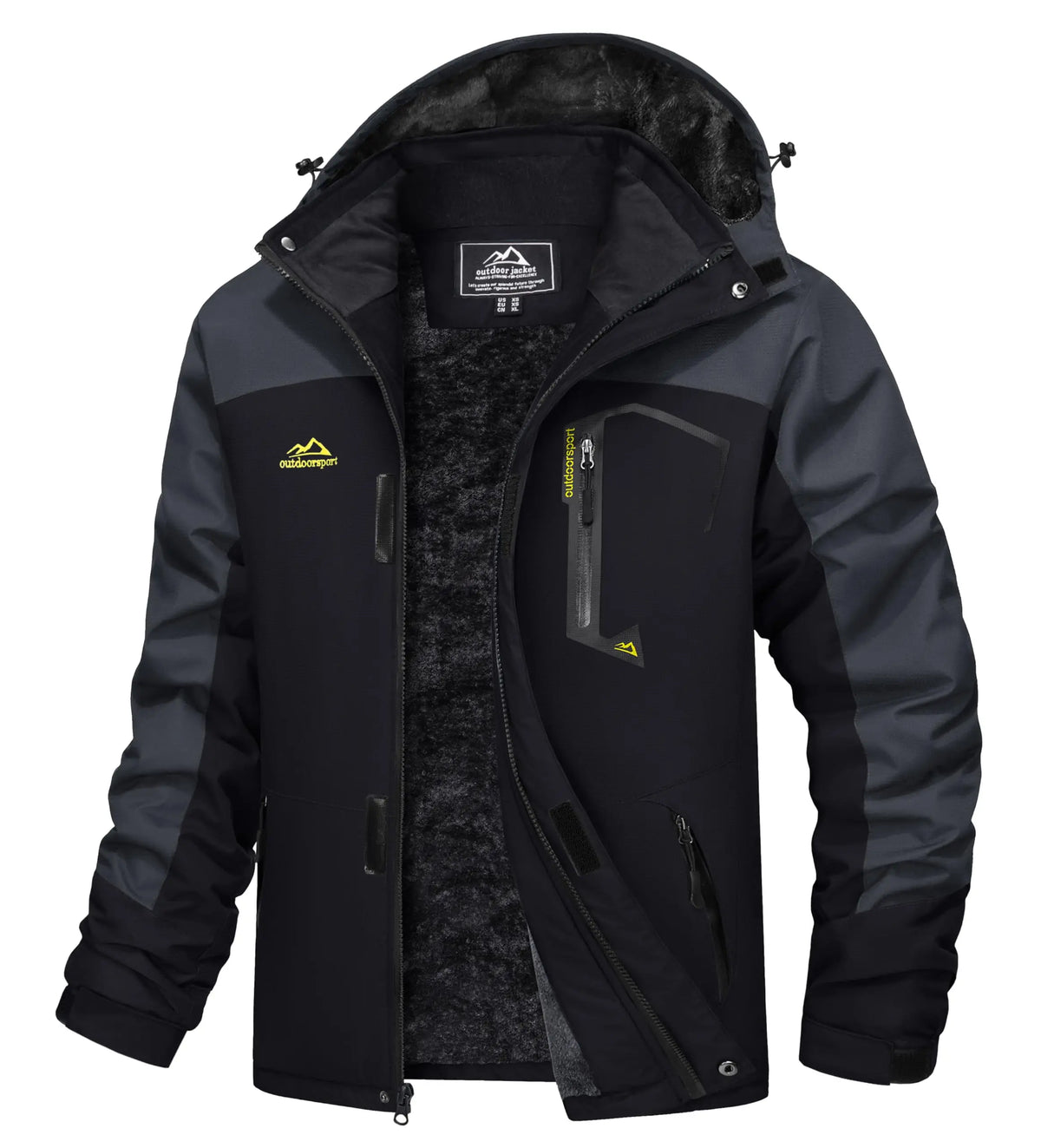 Men's Water-Resistant Ski Jacket Winter Fleece Lined Snow Coat Warm Windproof Outdoor Jacket