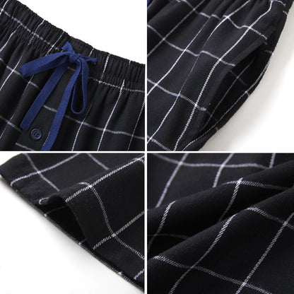 3pcs Men's Pajama Bottoms Autumn/Winter New Fashion Flannel Plaid Casual Sleeping Pants Elastic Waistband and Pocket