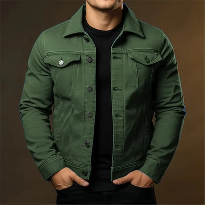 NewMen's Fashion Casual Denim Jackets Spring Autumn Solid Turn Down Collar Streetwear Jean Outwear Coats Male Daily Denim Jacket