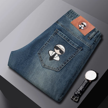 Fashion Men Jeans Stretch Straight Leg Casual Slim Fit Denim Pants Male Brand Luxury Design