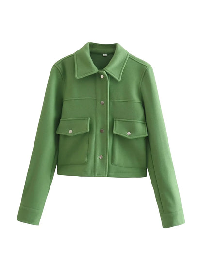 HH Jackets For Womens Autumn Fashion Solid Front Pockets Button Long Sleeve Jacket Elegant Woman Casual Outerwear Coat