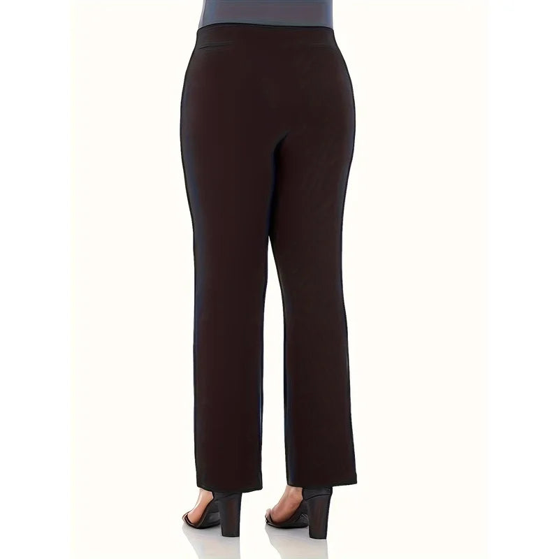 2026 Women's Plus Size Elastic Waist Straight Pants Slim Look