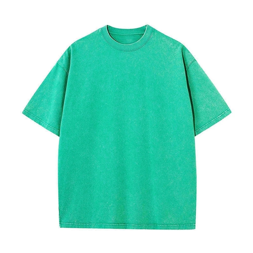 Washed T-Shirt 230G 100Cotton Solid Oversized Loose Fitness Mens Tee Tops Dropped Shoulders Short Sleeve Gym Bodybuilding Shirts