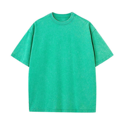 Washed T-Shirt 230G 100Cotton Solid Oversized Loose Fitness Mens Tee Tops Dropped Shoulders Short Sleeve Gym Bodybuilding Shirts