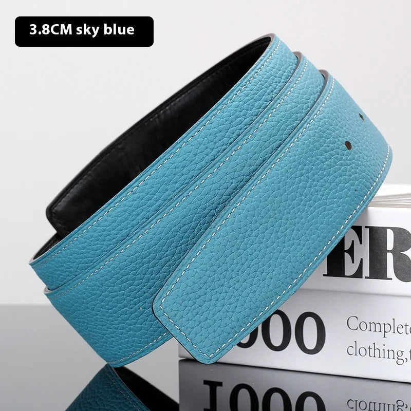 Luxury Belt Ultra-Thin Pointed Belt Headless Men And Women First Layer Cowhide H Buckle Replacement Belt Buckleless 3.2/3.8cm
