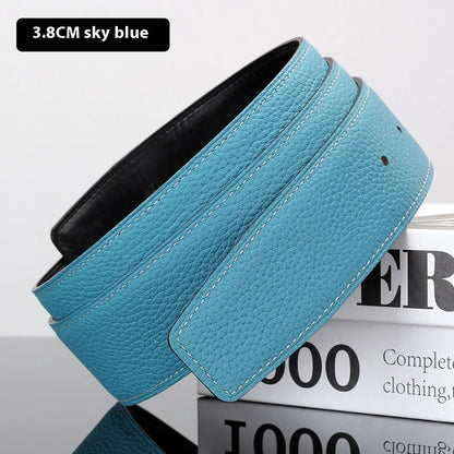 Luxury Belt Ultra-Thin Pointed Belt Headless Men And Women First Layer Cowhide H Buckle Replacement Belt Buckleless 3.2/3.8cm