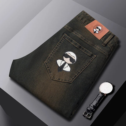 Fashion Men Jeans Stretch Straight Leg Casual Slim Fit Denim Pants Male Brand Luxury Design