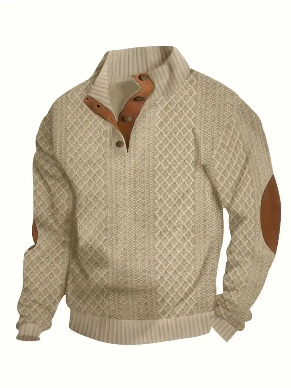 2026 Men's Spring and Autumn Hot Selling Fashionable Men's Casual Standing Collar Long Sleeved Jacquard Lapel Pullover Sweater