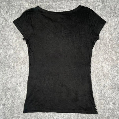 Y2K Punk Summer Vintage T-shirts Aesthetic Slim Crop Tops Grunge Print Harajuku Casual Sexy Short Sleeve Tops Streetwear 90s