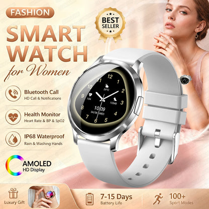 Fashion Women Smart Watch 1.32”AMOLED 100+dials Heart Rate Blood Oxygen Blood Pressure Monitoring Waterproof Give a Gift 2026New