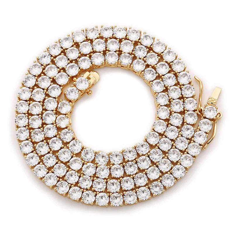 Hip hop jewelry necklace Tennis 3mm-6mm trendy classic tennis chain Copper inlaid zircon single row diamond chain