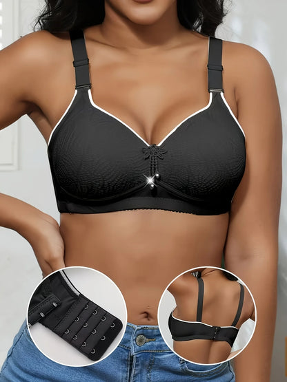 6pcs Seamless Tassel Decor Wireless Bra, Comfortable Push-Up Bra, - Adjustable Strap,