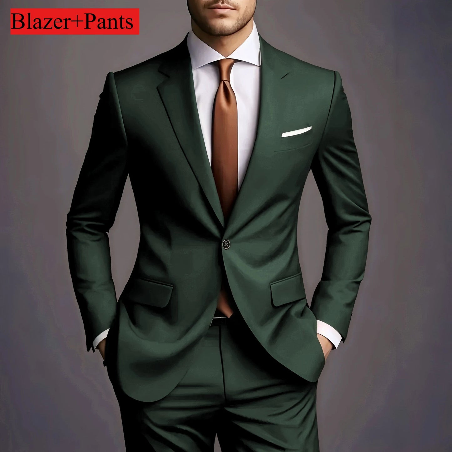 2026 New Luxury Elegant Men's Suits 2 Piece Set Fashion Korean Casual Slim Fit Social Groom Wedding Tuxedo