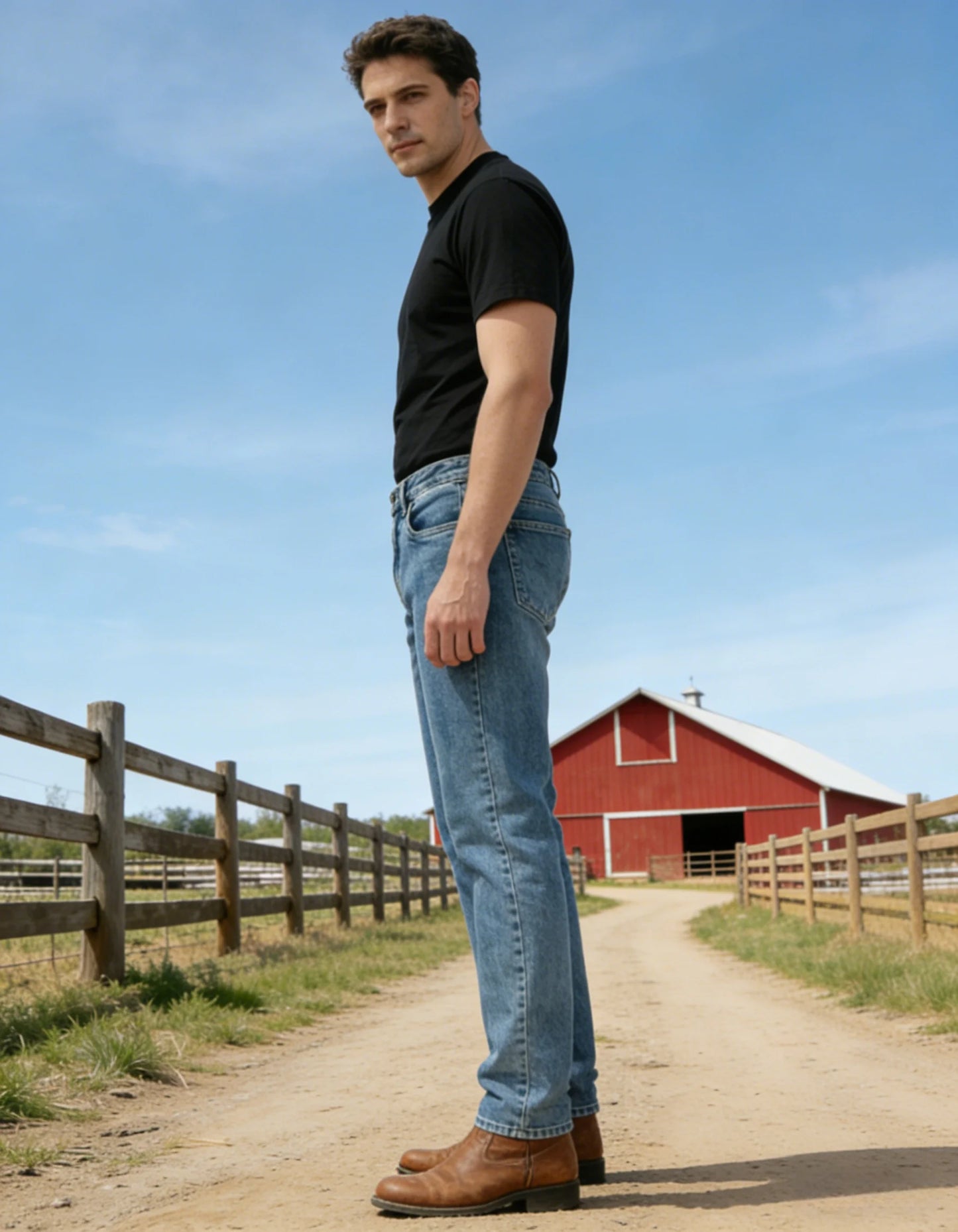 Classic Straight Fit Vintage Blue Denim Jeans