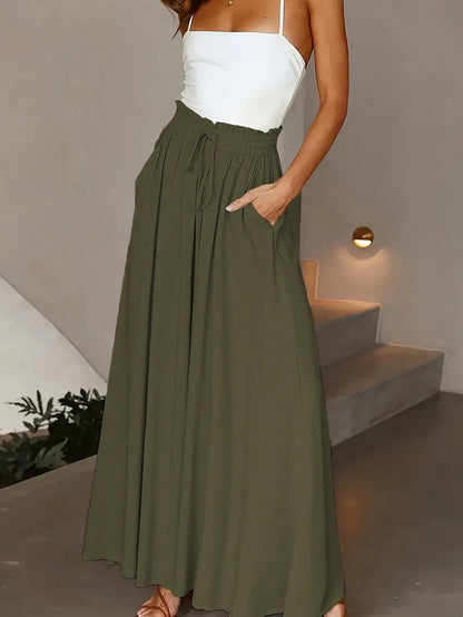 Plus Size Loose Lightweight Wide Leg Culotte Pants, Spring/Summer Casual