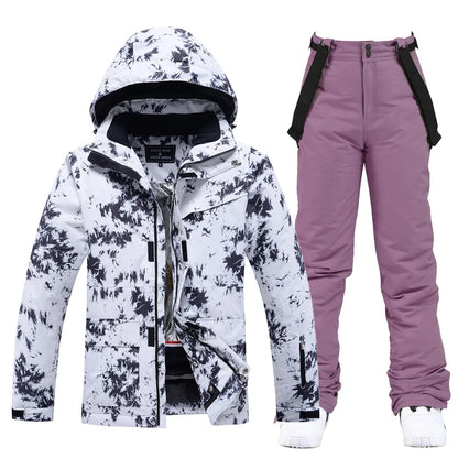 Fashion, Waterproof Snow Suit Sets for Women, Snowboarding Clothing, Ski Costumes, Winter Wear, Jacket Strap Pant for Girl's