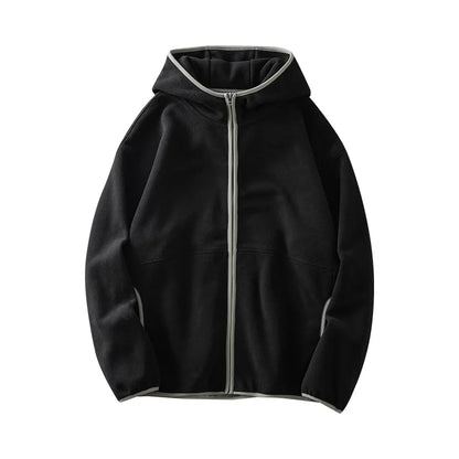 DUKEEN Men's Double-Sided Fleece Hoodie Autumn and Winter Warm Windbreaks 7A Antimicrobial Zipper Jackets for Men