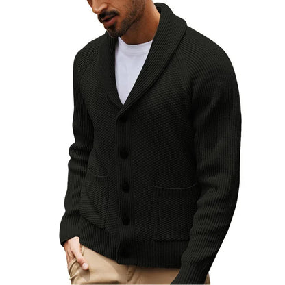 2025 Men's New Knitted Sweater Cardigan Long-sleeved Button-down Collar Pocket Sweater Men's Casual Winter Sweater