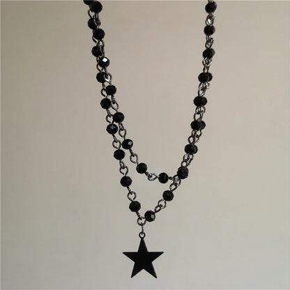 Personalized Punk Star Heart Cross Chain Double Layer Necklace For Men Women Y2K Fashion Trend Rock Party Grunge EMO Accessories