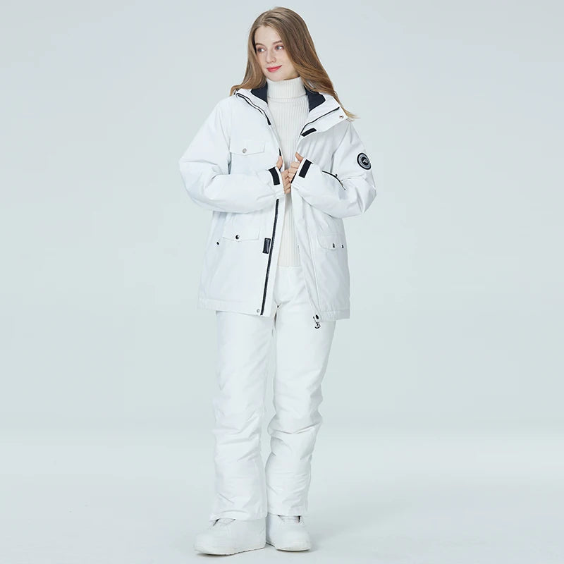 -35, Men and Women Snow Wear, Clothing for Snowboarding, Snow Ski Jacket and Pant Set, Snowboarding Clothing, Pure Color, Unsex