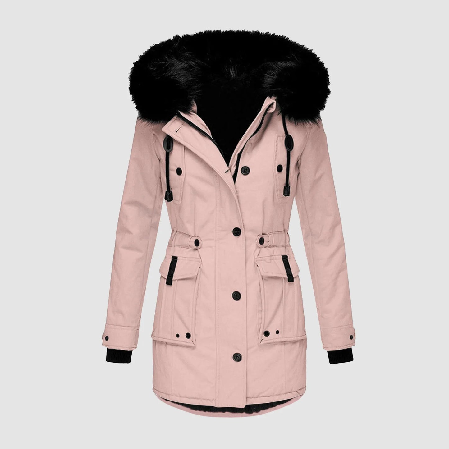 Winter Coats Lapel Collar Long Sleeve Jacket Coats Plus Size Casual Women Jacket Warm Hooded Thick Padded Outerwear Jackets