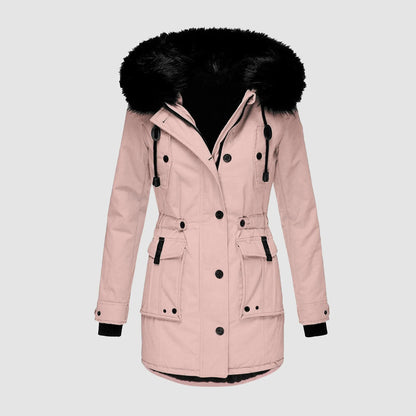 Winter Coats Lapel Collar Long Sleeve Jacket Coats Plus Size Casual Women Jacket Warm Hooded Thick Padded Outerwear Jackets
