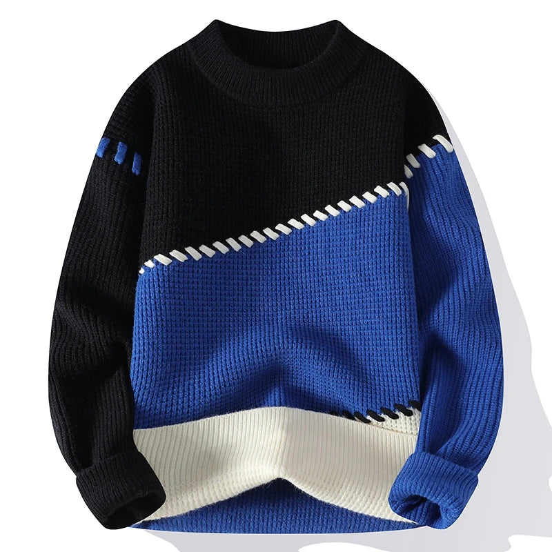 Men's Fashion stripe pattern Sweaters 2024 Autumn/Winter Loose Knittwear Men sweater youth Thick Warm wool pullovers M-4XL ﻿