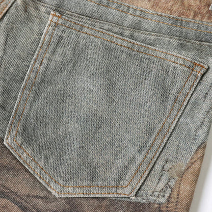 Printed Patchwork Jeans 2026 Spring New Fashion Streetwear Y2k Pants Casual Loose Vintage Hip Hop Denim Trousers Male