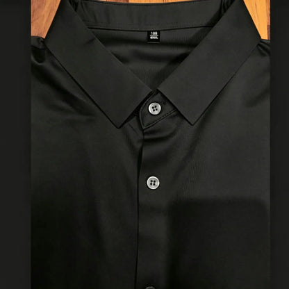 2026 Spring Autumn Luxury Men Streetwear Shirt Shiny Rhinestone Design Loose Natural Silk Casual Long Sleeve Shirt