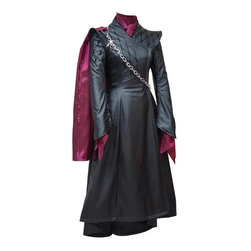 Women Queen Cosplay TV House Dragon Daenerys Cosplay Costumes Black Dress Uniforms Outfit Or Wig