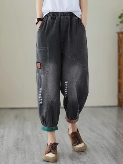 Loose Harlan Jeans Women's Denim Pants Middle-Aged Mom Trendy plus Size.