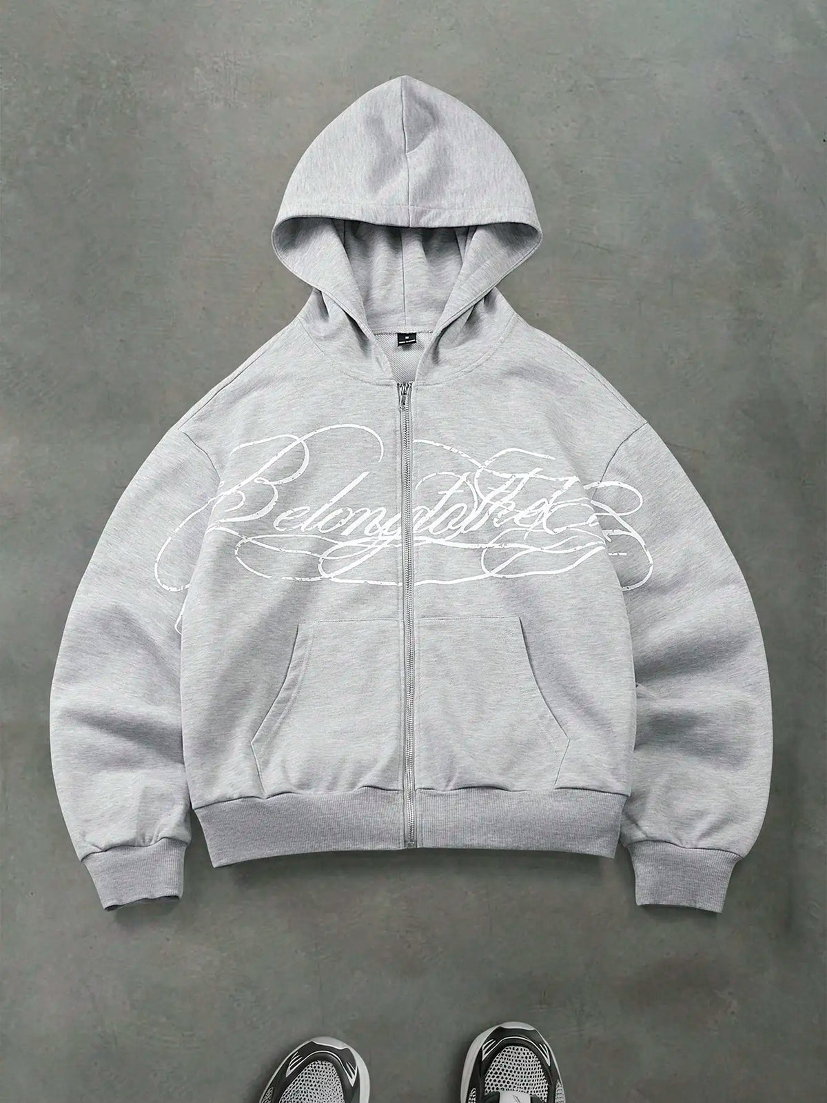 Autumn Streetwear Cropped Zip Up Hoodie Men Letter Graphic Print Front Pocket Oversized Loose Sweatshirt Casual Daily Wear 2026