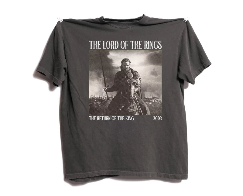 Printed pattern, casual short sleeved T-shirt for daily wear, King's Return T-shirt, Lord of the Rings T-shirt