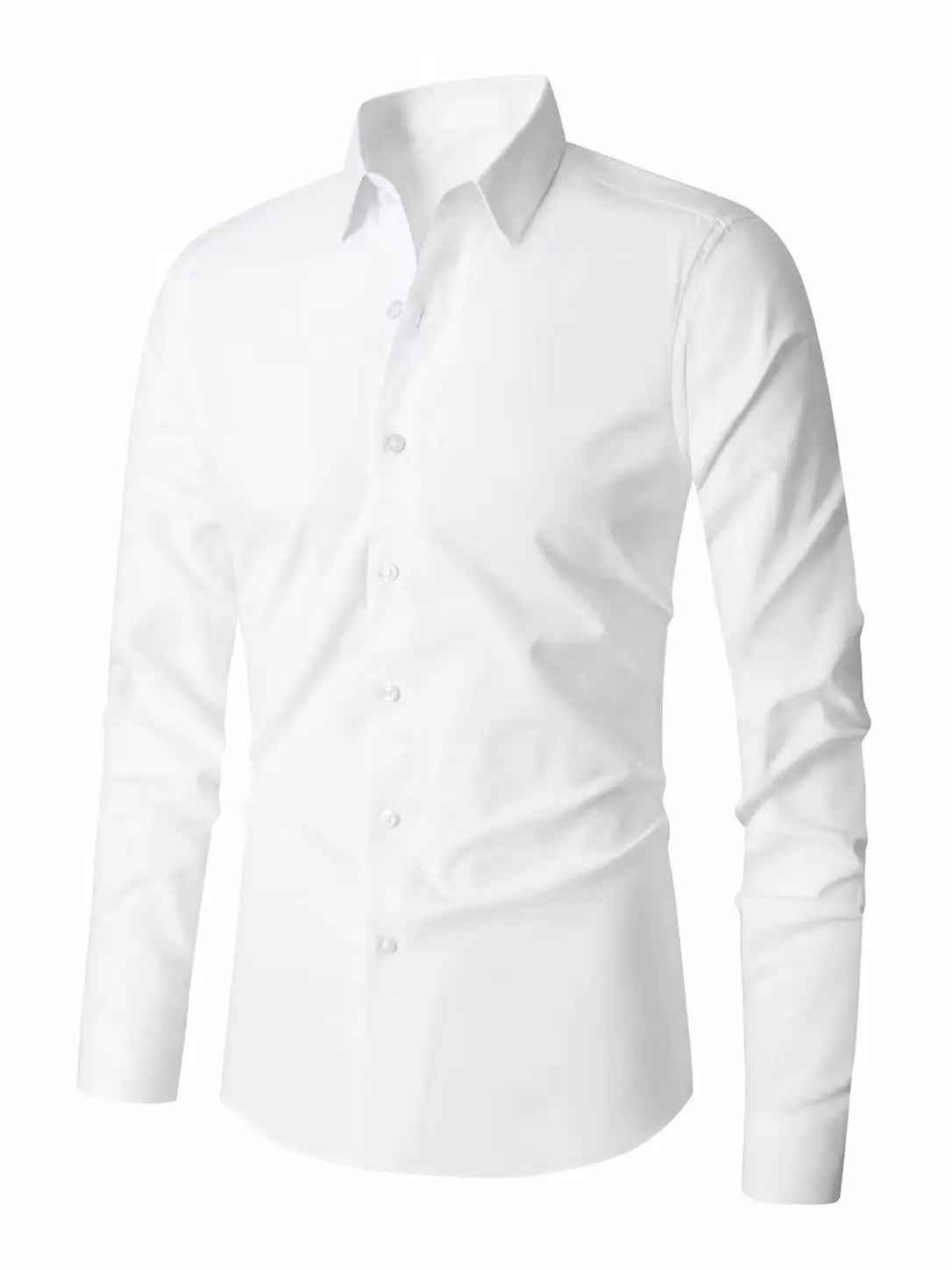 Plus‑size Men's Solid‑Color Business Long‑Sleeve Shirt