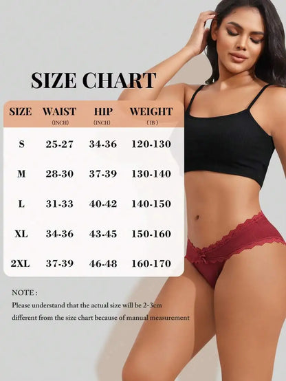 12 Pcs Women Cotton Lace Cheeky Bikini Panties Stretch Hipster Briefs Multipack S-XXL