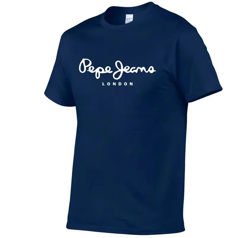 2026 New Pepe Jeans London Logo T-Shirt, Summer Men's Short-Sleeve Trendy Fashionable Pure Cotton Top, Street Style T-Shirt Clot
