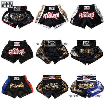Muay Thai Fight Kickboxing Shorts Fitness Men Women Kids Boxing Shorts Embroidery Thailand Gym Training Black MMA Jujitsu Pants