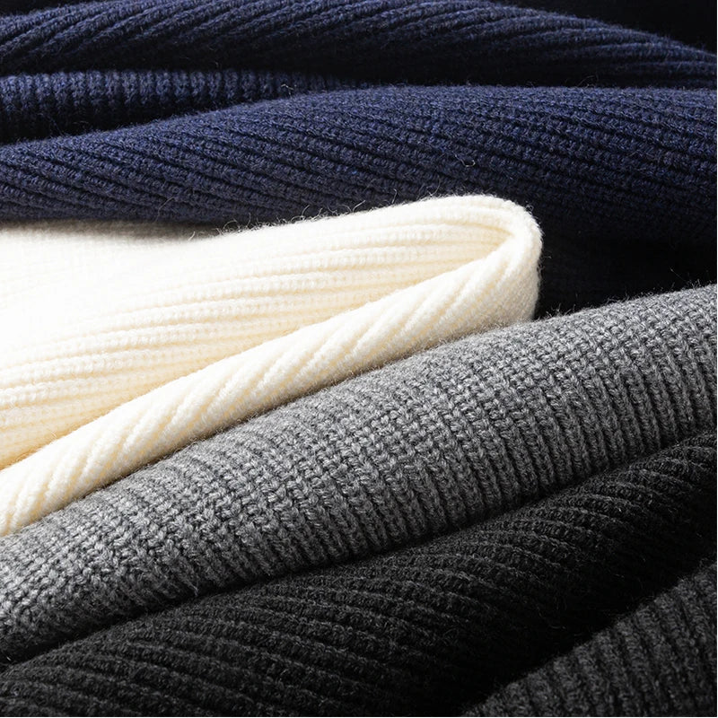 Affordable Luxury Men Long-Sleeved Sweater Jacket Round Neck Real Pocket Single-Breasted Knitwear Classic Trend Men's Clothing