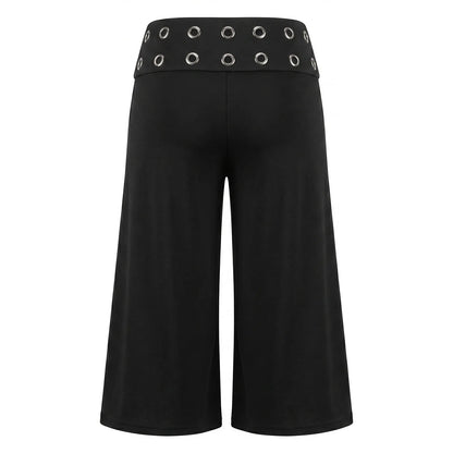 Women S Capri Cropped Wide Leg Cropped Foldover Waistband S Pants Eyelets Foldover Capri Pants Capri Top Rated