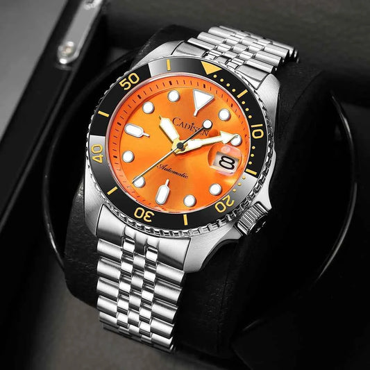 CADISEN 2026 Luminous Men Mechanical Wristwatches Ceramic Bezel Sapphire Glass NYLON Band 200M Waterproof Automatic Watch Men