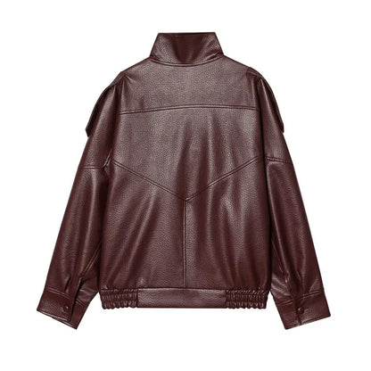 MUJER Faux Leather Jackets for Women Oversize Women's Bomber Jacket Fashion Winter Womens Coats Outerwears Demi-season Jackets