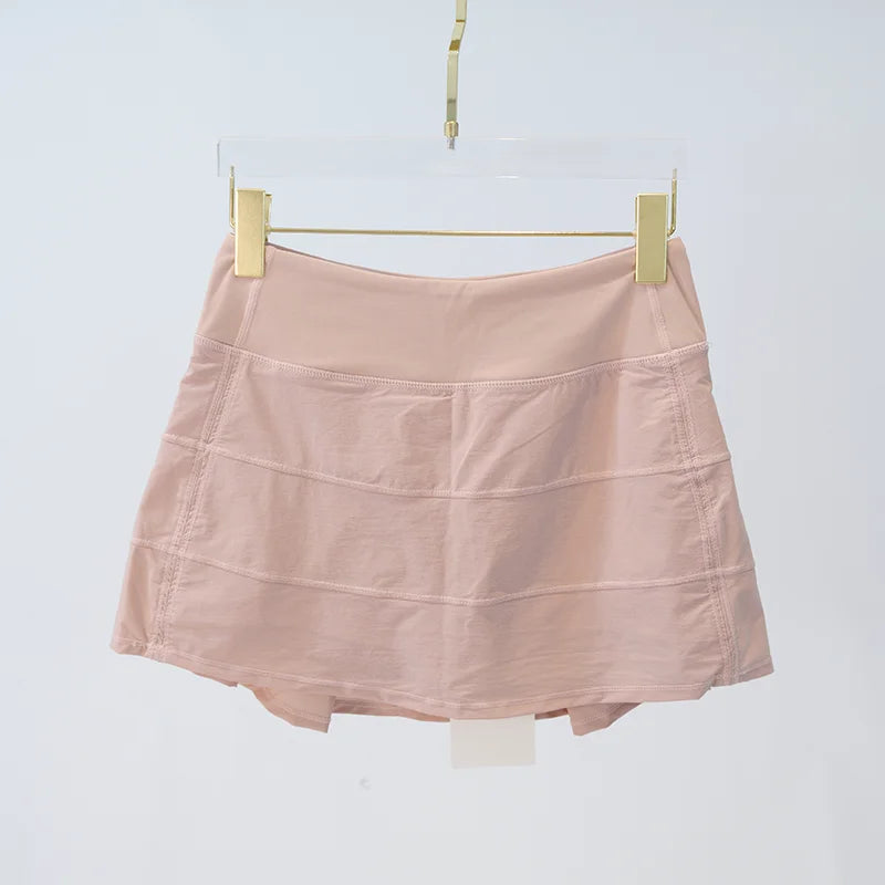 LULU FLORA Solid Color Women's Summer Sport Yoga Shorts High-Waisted Tight Simple Quick-Dry Breathable Tennis Pleated Skirt
