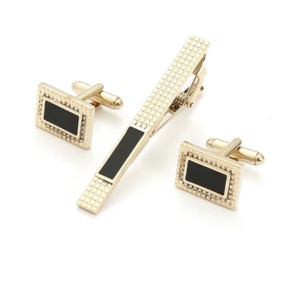 High-end Gold Color Cufflink Tie Clip Set Cufflink Shirt Collar Clip Men's Business Luxulry Jewelry Wedding Accessories