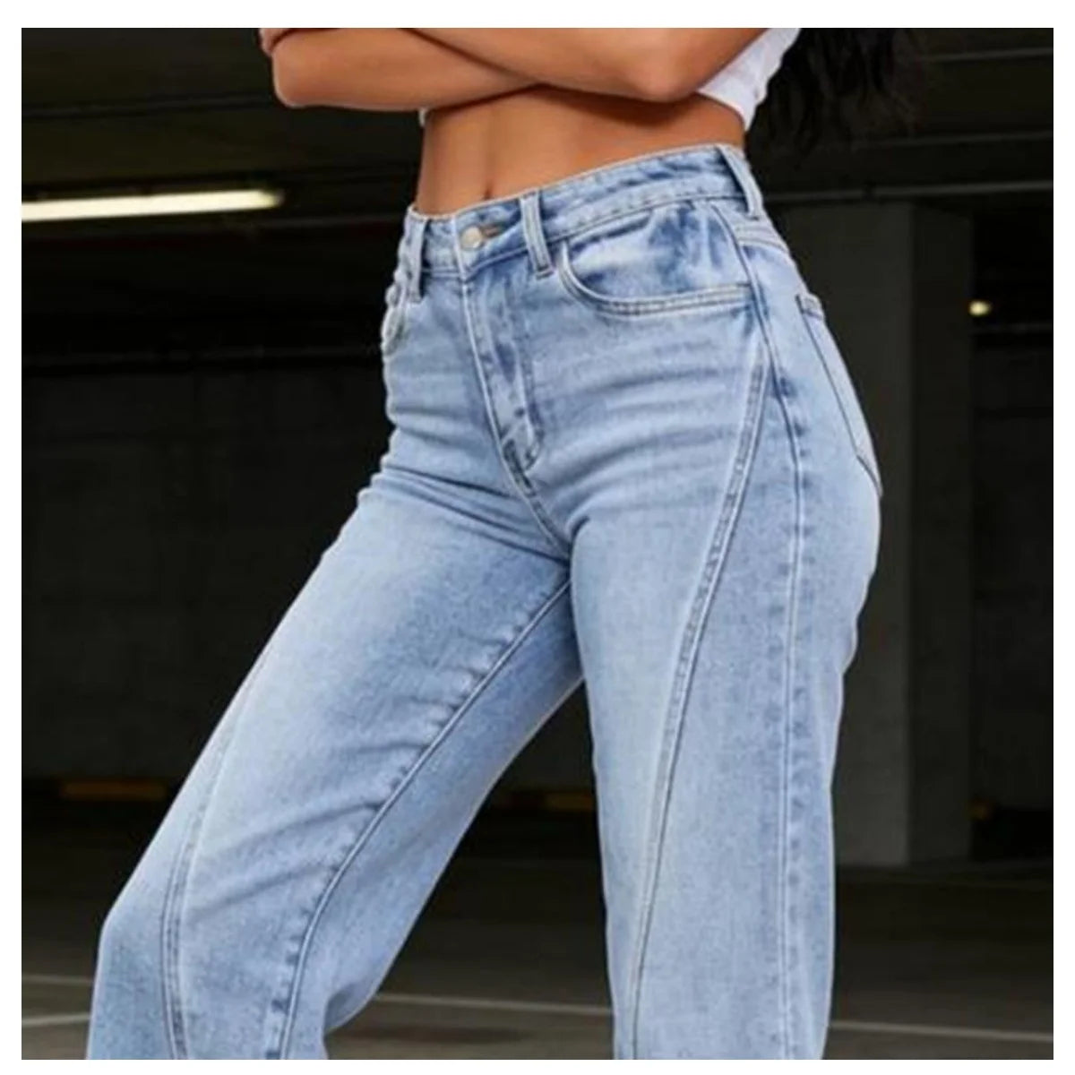 European and American Style Women's Stretch Micro-Flared Jeans Retro 90S Elegant Sweet Denim Trousers Fashion Slim-Fit Long Pant
