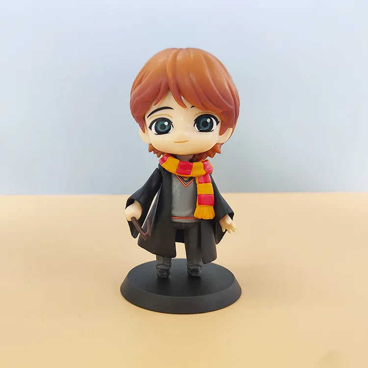5 Pcs/Set 9.5-10cm Harry Potter Figure Anime Periphery Q Version Hermione Ron Malfoy Model Car Cake Decorations Toys Gifts
