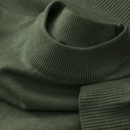 Autumn New Men's Casual Mock Turtleneck Sweater Long Sleeved Warm Pullover Basic Lightweight Street Clothing Knitted Jacket Top