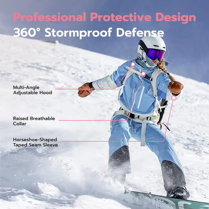 VECTOR Man and Woman Open Skiing Jacket with High Pressure Waterproof and Wear Resistant Full Pressure Adhesive Snowboard