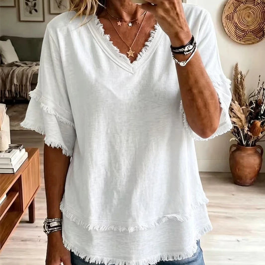 Solid Casual Loose Blouses For Women Fashion 2026 Summer Vintage Women's Oversized Shirts And Blouses Elegant Youth Female Tops